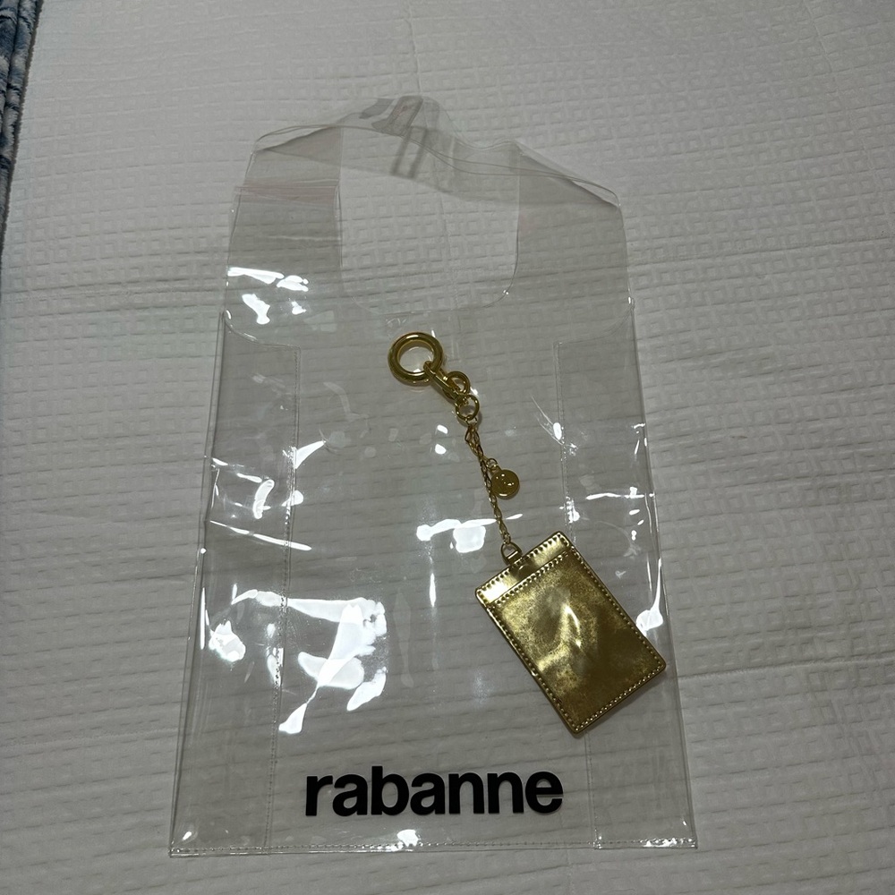 Rabanne Clear Tote with Gold Keychain